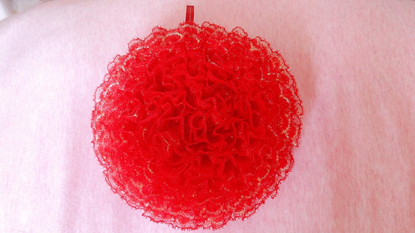 レースたわし【赤】 その他キッチン小物 ハンドメイド雑貨LINK