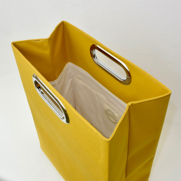 ハンドバッグレジ袋型【国産帆布】イエロー 8枚目の画像