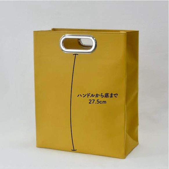 ハンドバッグレジ袋型【国産帆布】イエロー 9枚目の画像