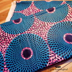 アフリカ布　アフリカンプリント　180cm 2ヤード　カラフル生地　サークル生地　ピンク色　水色 2枚目の画像