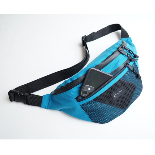 メッシュポケット ボディバッグ 防水生地 ターコイズグリーン ボディ