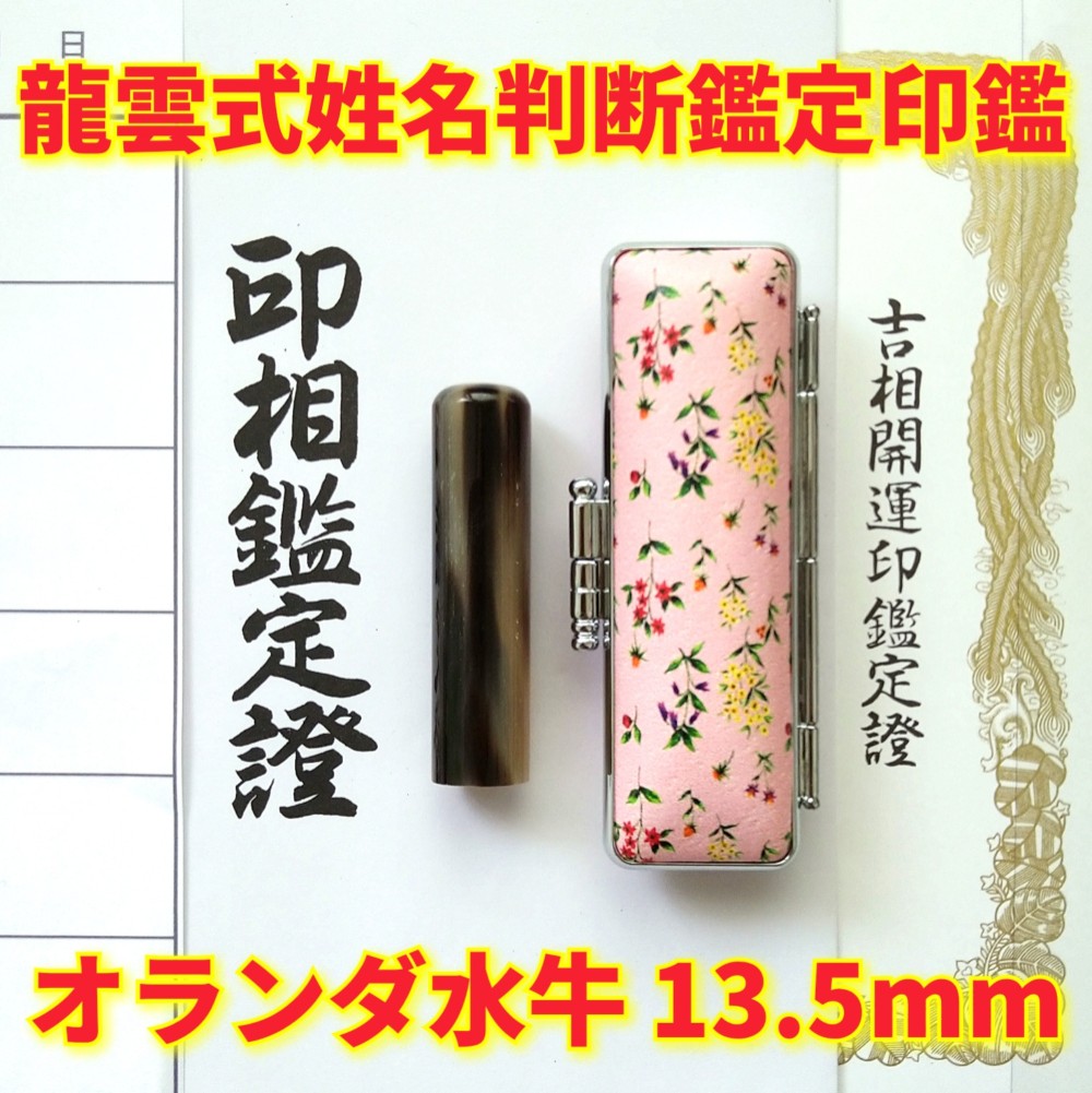 オーダー印鑑❤️龍雲式★姓名判断鑑定書付き＊オランダ水牛印鑑セット❗13.5mm