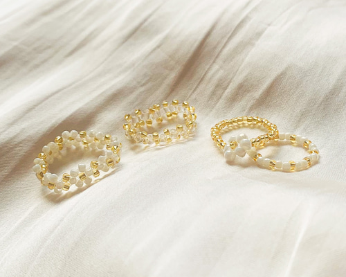 ホワイト系ビーズリング 指輪・リング Prefemano 通販 12495697