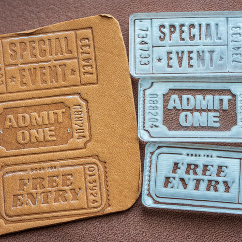 No.a67 アクリル刻印 海外 チケット風 クレイアート 石鹸 レザー