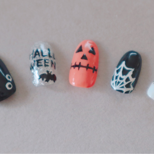 ネイルチップ つけ爪 ハロウィンネイル ハロウィン ネイル チップ つけ爪 かぼちゃ 黒猫 ピンク