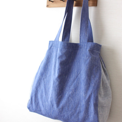 清爽的亞麻半袋（藍色×藍色邊框） 第1張的照片
