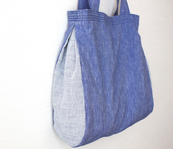 清爽的亞麻半袋（藍色×藍色邊框） 第3張的照片