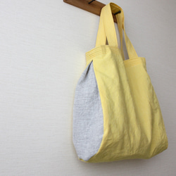 清爽的亞麻半袋（黃色×灰色邊框） 第2張的照片