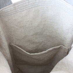 清爽的亞麻半袋（灰色×藍色邊框） 第4張的照片