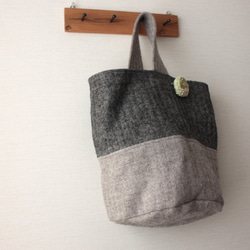 亞麻羊毛水桶包和胸針套裝“D” 第4張的照片