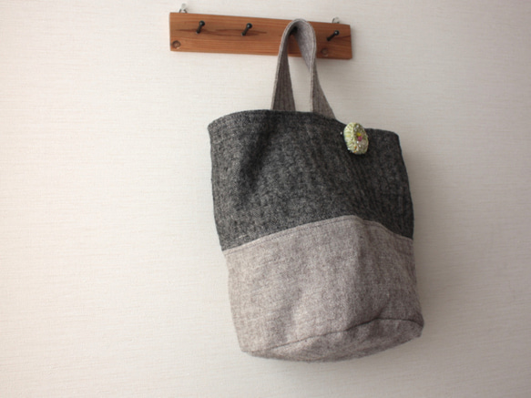 亞麻羊毛水桶包和胸針套裝“D” 第4張的照片