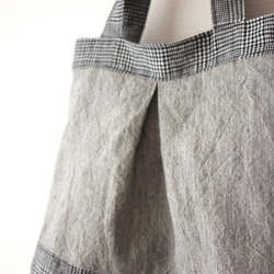 亞麻手提包（灰色/格倫格紋） 第4張的照片