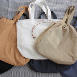 ウェザークロスの巾着バッグ（ベージュ） 6枚目の画像