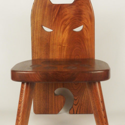 ケヤキ拭漆　子供椅子（猫）　★国内送料無料 1枚目の画像