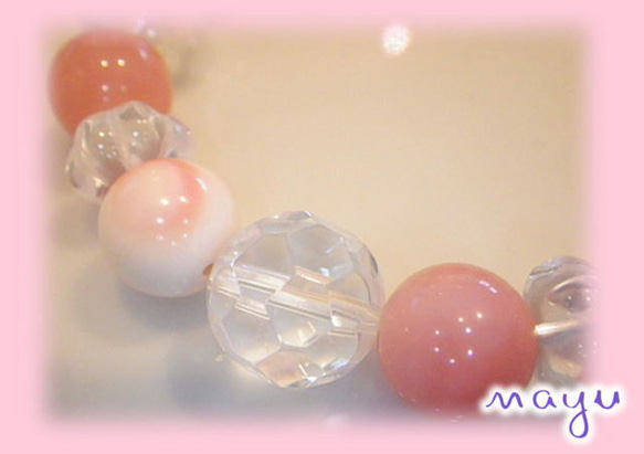 ピンクオパール＆クイーンコンクシェル＆バッキーボール水晶 3枚目の画像