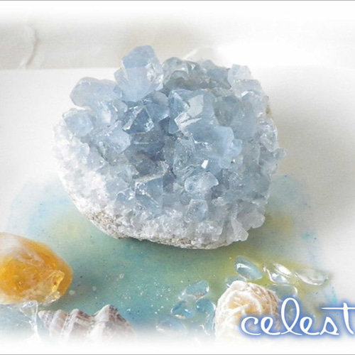 ④1点物☆天空ブルーの天国の石☆高品質セレスタイトクラスター☆天界  