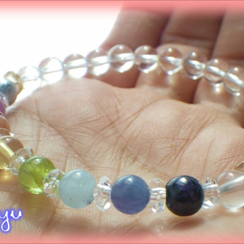 9チャクラ 天然石ジェムブレスレット 天然石チャクラブレスレット/パワーストーン*GraceSoulStone*
