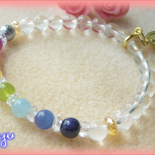 極上　レインボーチャクラブレスレット 極上ストーン極みプレミアム☆ナインチャクラブレスレット6