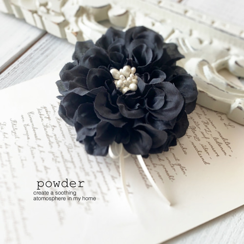 パールヘンプの黒いダリアコサージュ コサージュ powder 通販 11308218  