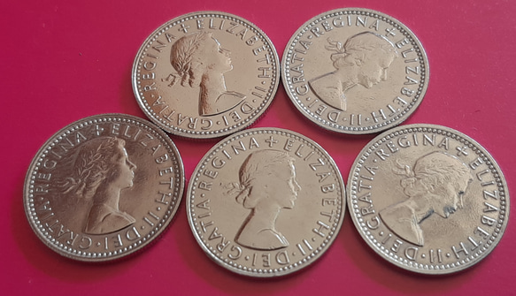 幸せのシックスペンス イギリス 1962年~1966年  5枚セット ラッキー6ペンス 英国コイン  美品 本物 2枚目の画像