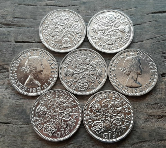 50枚セット 幸せのシックスペンス イギリス 6ペンス 英国ウェディングコイン 楽天市場】【美品】 初年発行 1953年 唯一のデザイン違い