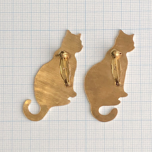 真鍮ブローチ 切り抜き猫 シルエット【猫×ほっこりアクセサリー