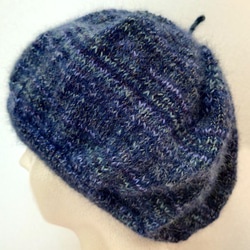 【即納】エレガントなベレー帽秋冬ニット帽子ベビーアルパカ手編み帽子ラメがキラキラ 2枚目の画像