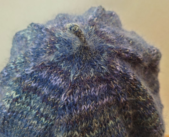 【即納】エレガントなベレー帽秋冬ニット帽子ベビーアルパカ手編み帽子ラメがキラキラ 5枚目の画像