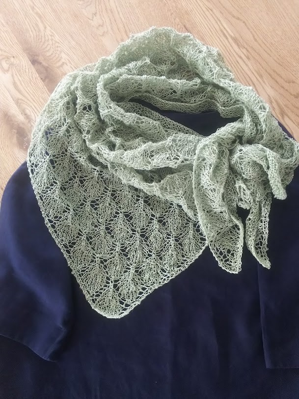 三角ショール 手編み ストール グリーン 爽やか ウール 【公式通販】