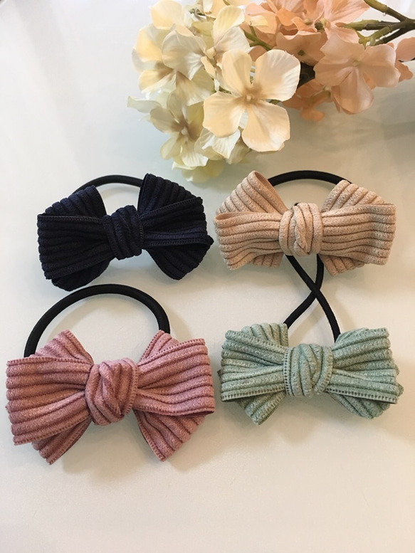 秋冬リボン コーデュロイ リボンゴム ヘアゴム Story 通販