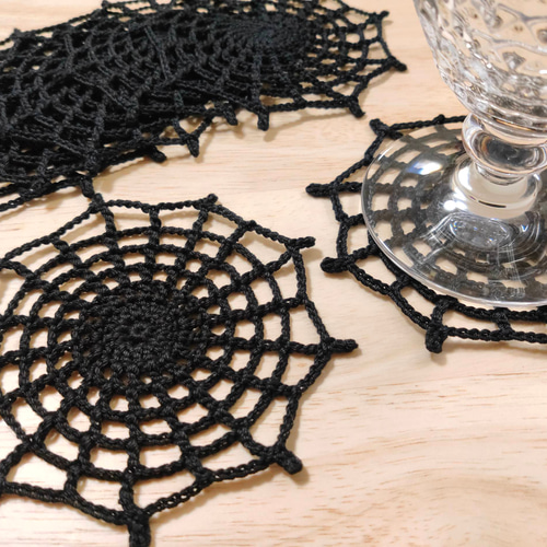ハロウィン》クモの巣のコースター＊ドイリー＊ガーランド＊2枚セット