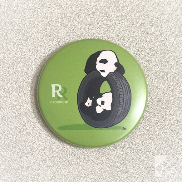 パンダのコンパクト缶ミラー グリーン【RinRon】 1枚目の画像