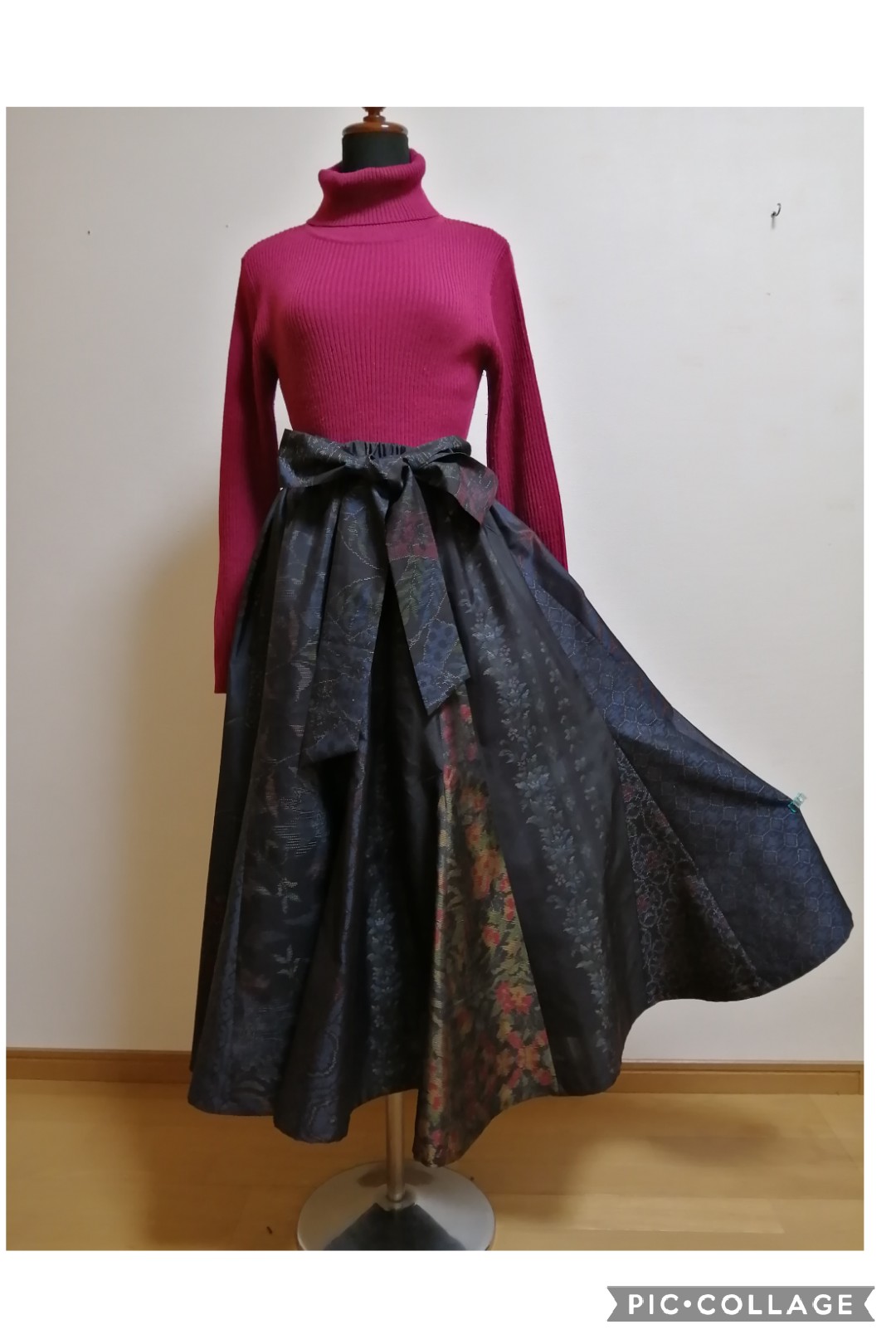 着物リメイク　ギャザースカート　ハンドメイド