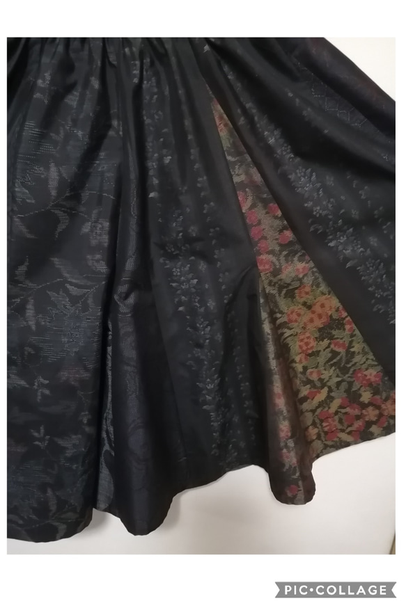 着物リメイク　ギャザースカート　ハンドメイド 4枚目の画像