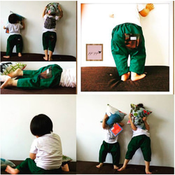 3年履ける★greenのひかえめミリタリポケット サルエルパンツ70~95 2枚目の画像