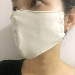 【敏感肌】幅広マスク　柔らかローンとソフトニットの幅広立体マスク　Color:ベージュ幅広ニット 2枚目の画像