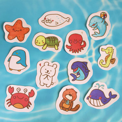 【小&中】海の動物たち フレークシール 2枚目の画像