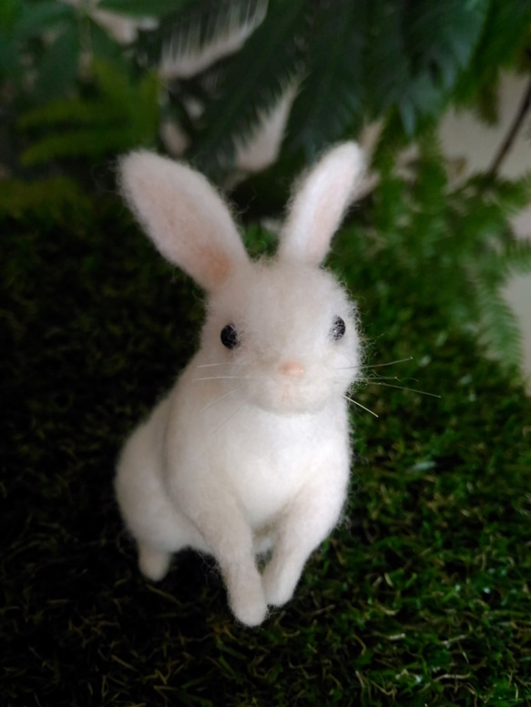 愛嬌がある仔兎ちゃん ぬいぐるみ ハンドメイド 羊毛フェルト 海外作家様 兎 愛嬌がある仔兎ちゃん ぬいぐるみ ハンドメイド 羊毛フェルト