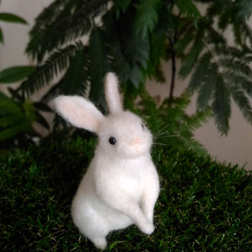ニードルフェルト＊植毛しろうさぎ 羊毛フェルト 華梨 通販 2618074