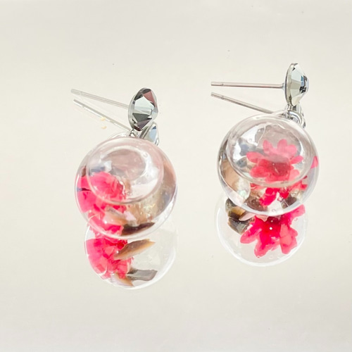 天然 黒蝶貝 ガラスドーム ピアス/イヤリング 《受注生産》 ピアス