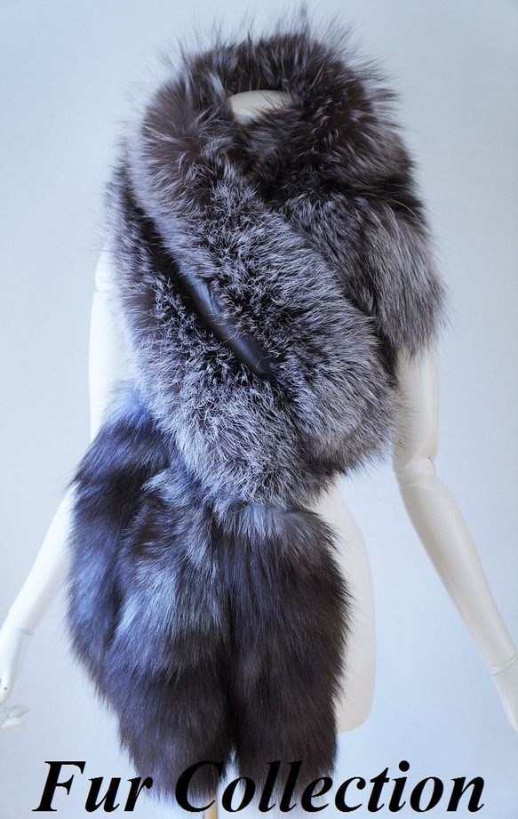 『冬支度ハンドメイド2021』街中で風を切って歩きたい☆シルバーフォックスファーストール本物毛皮ロングマフラー　和装洋装 2枚目の画像
