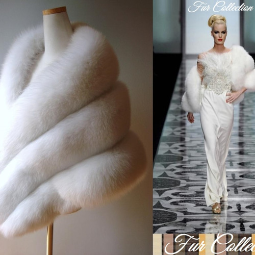 優雅な存在感☆白フォックスファーストール ファーショール 毛皮