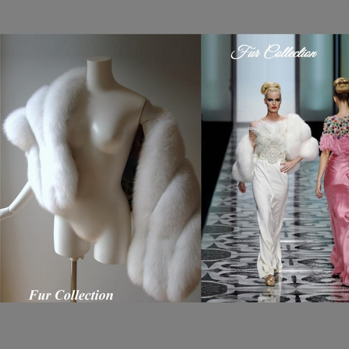 優雅な存在感☆白フォックスファーストール ファーショール 毛皮ボレロ