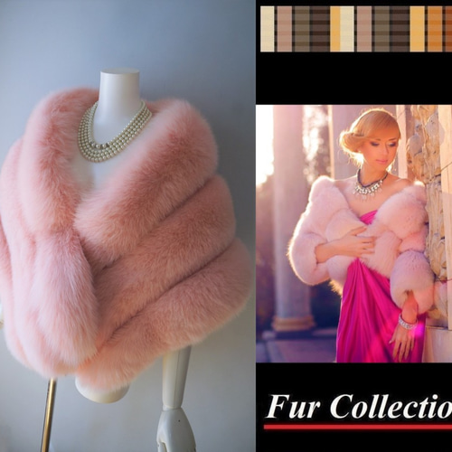 フランス女優ピンクファー着物ショールフォックスケープ成人式ギフト和洋兼用新品毛皮 フランス女優♪ピンクファー着物ショールフォックスケープ成人式ギフト