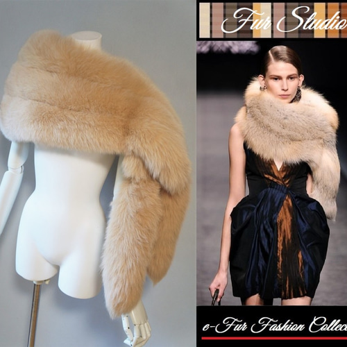 ヨーロッパ貴族的な雰囲気漂う☆ベージュフォックスファーケープ