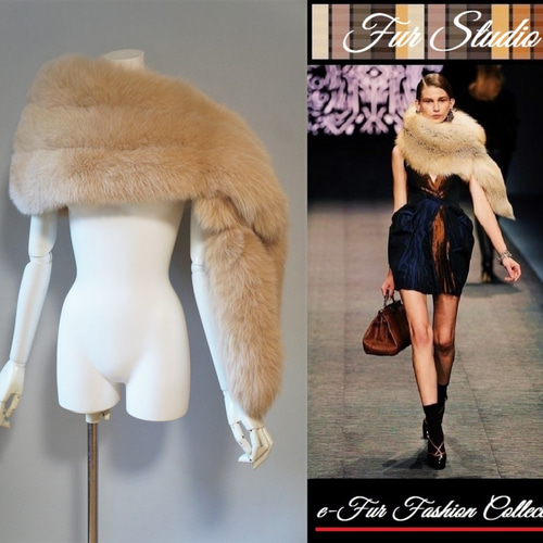 ヨーロッパ貴族的な雰囲気漂う☆ベージュフォックスファーケープ