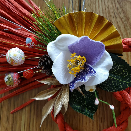 〔58〕布リース お正月飾り (パープル・エンジ 獅子) 58〕布リース お正月飾り (パープル・エンジ 獅子) フェルト お正月 リース