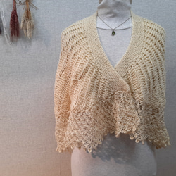 Made in Turkey『淡いピンクホワイトのグラデ』手編みストールマフラー 1000円off Made in Turkey『淡いピンクホワイトのグラデ』手編み