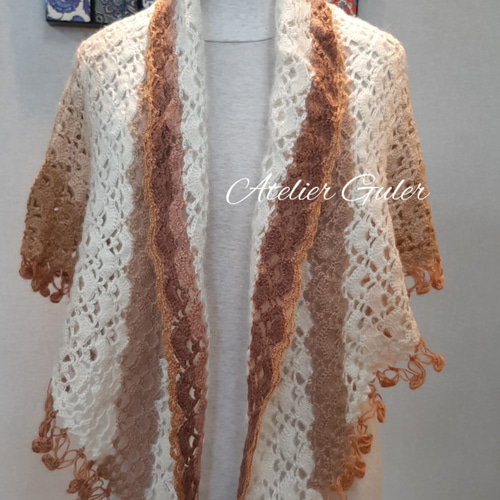 Made in Turkey『ホワイト系&ベージュ系』の手編みストールマフラー 1000円off Made in Turkey『ホワイト系&ベージュ系』の手編みストール