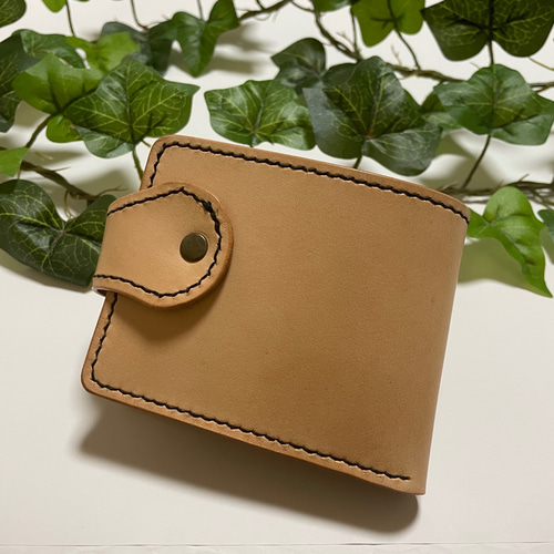 レザークラフト 本革　二つ折り財布　1 二つ折り財布 財布 レザークラフト ヌメ革 留め具 二つ折り財布 hiro